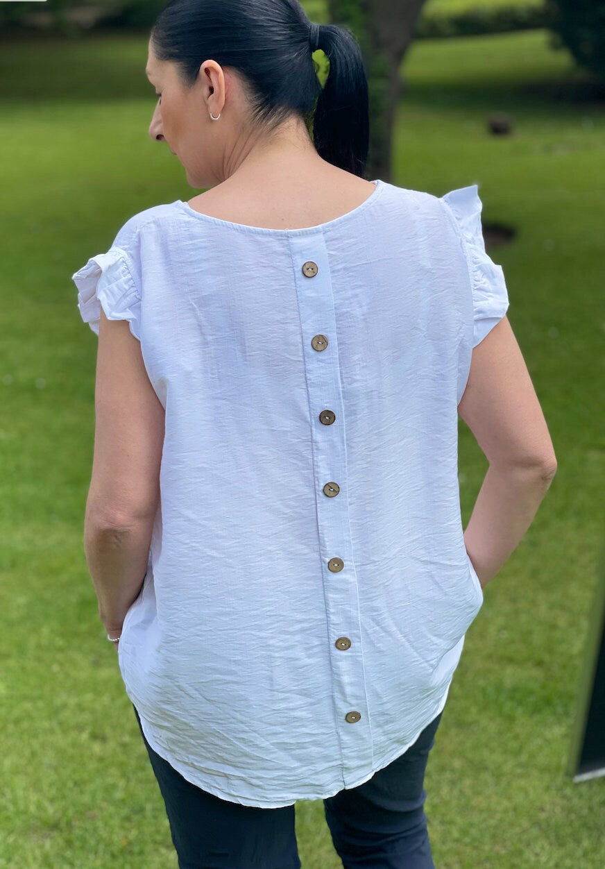 Made in Italy White Frill Button Shirt