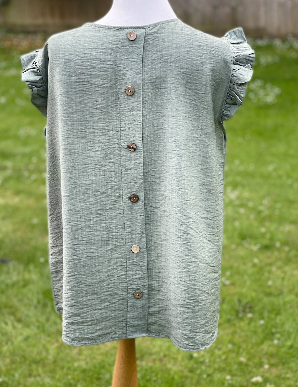 Made in Italy Frill Button Shirt Khaki