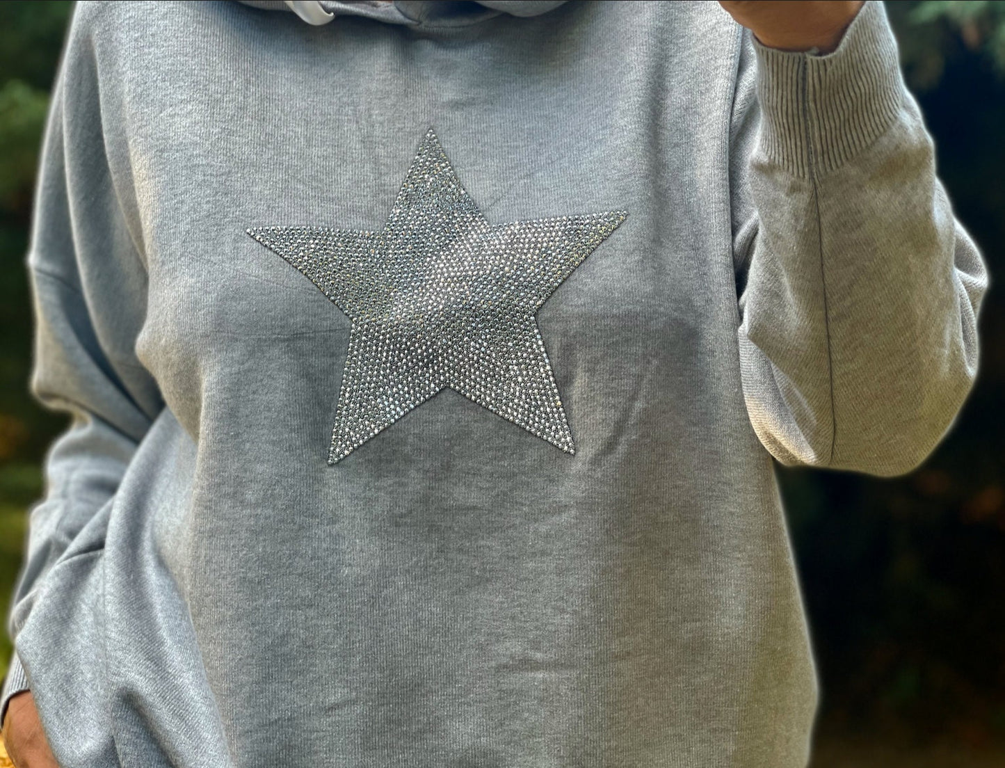 Made in Italy Grey Glitter Star Loungewear