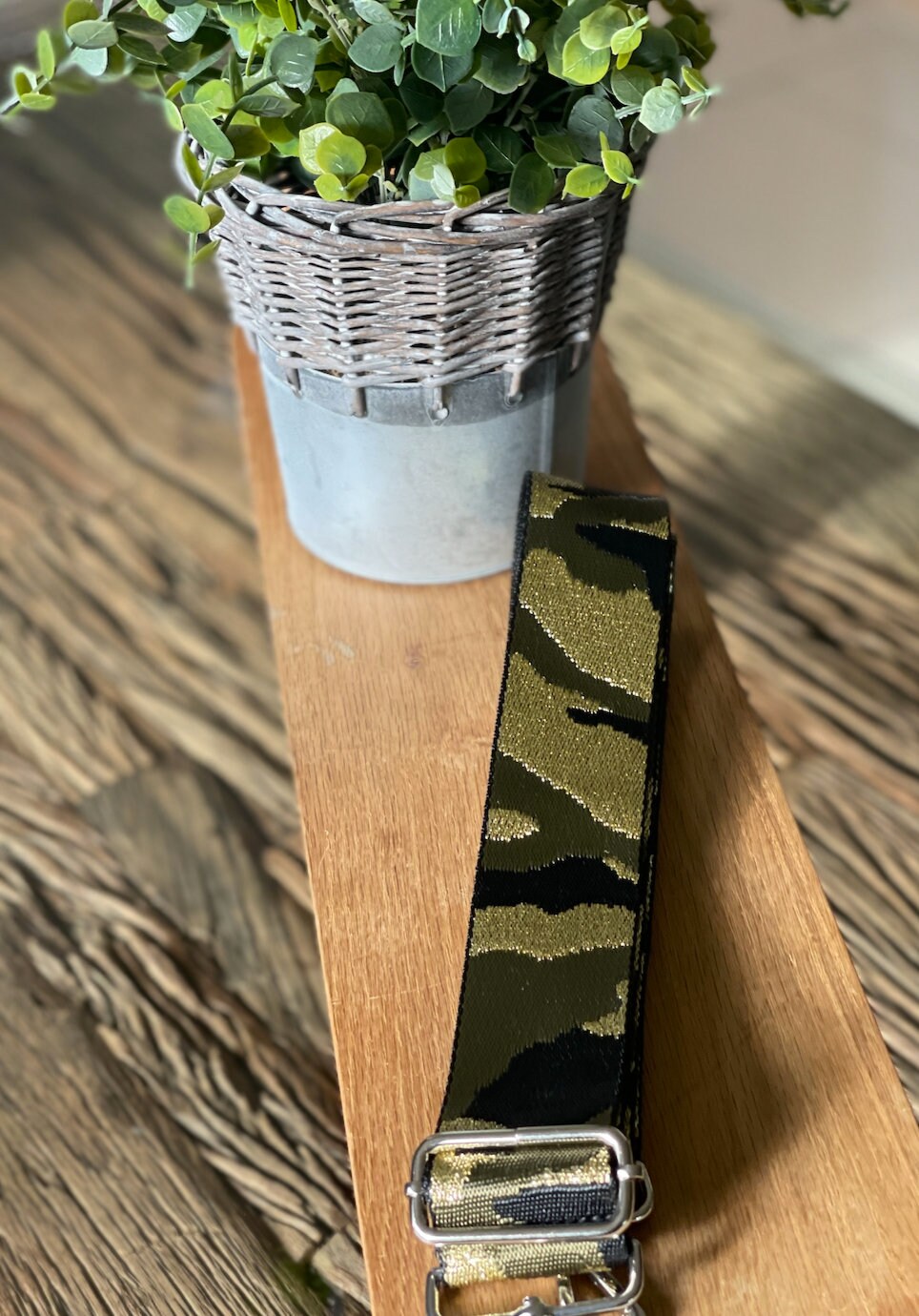 Khaki and Gold Camo Handbag Straps, Detachable Bag Strap, Crossbody Long Strap, Clip On Bag Strap
