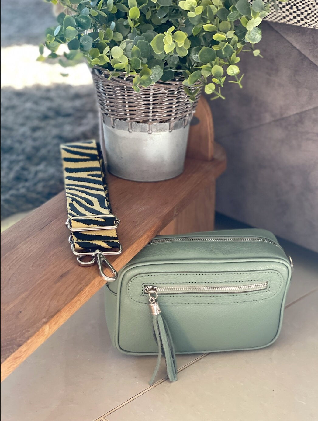 Yellow Zebra Print Handbag Straps, Detachable Bag Strap, Crossbody Long Strap, Clip On Bag Strap