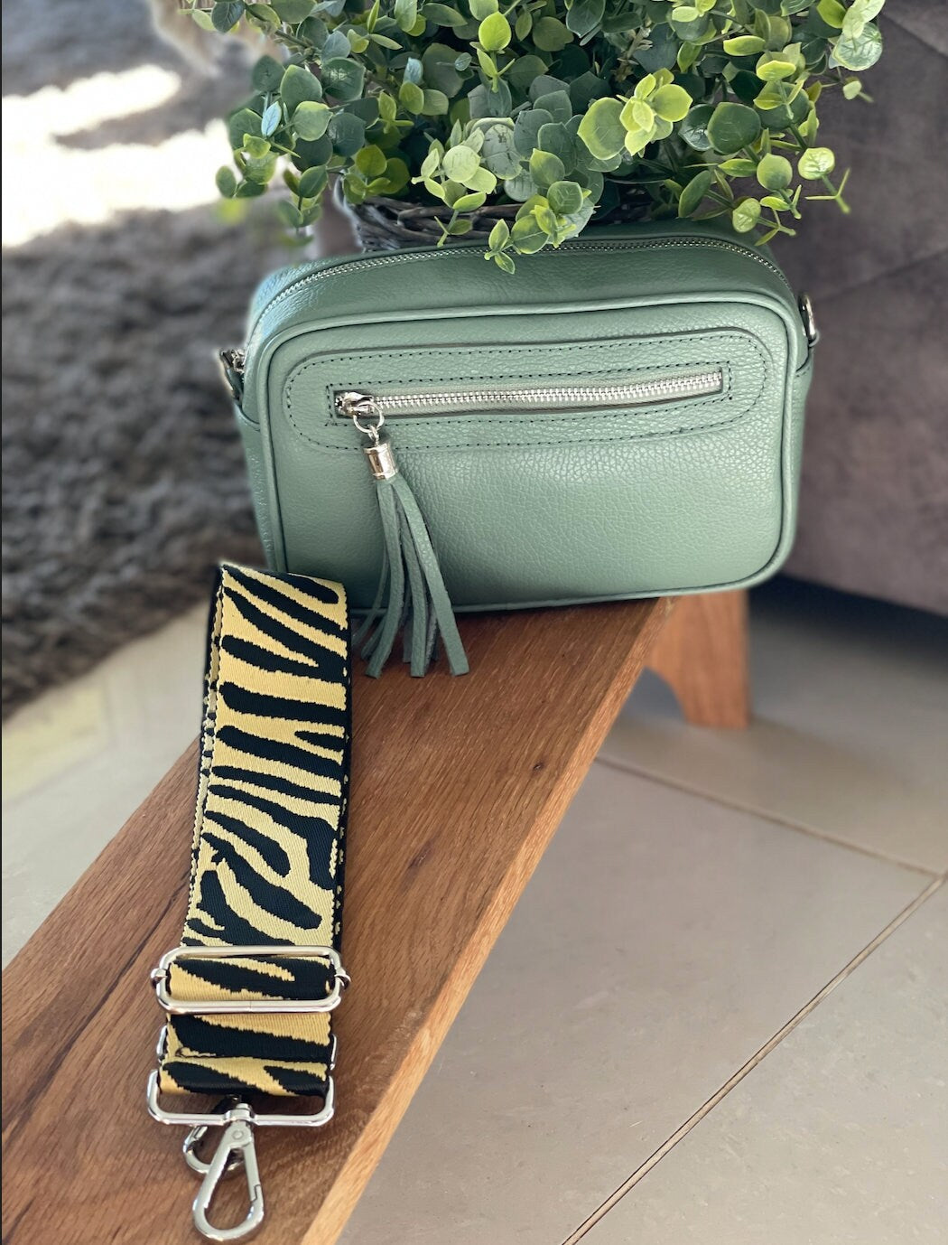 Yellow Zebra Print Handbag Straps, Detachable Bag Strap, Crossbody Long Strap, Clip On Bag Strap