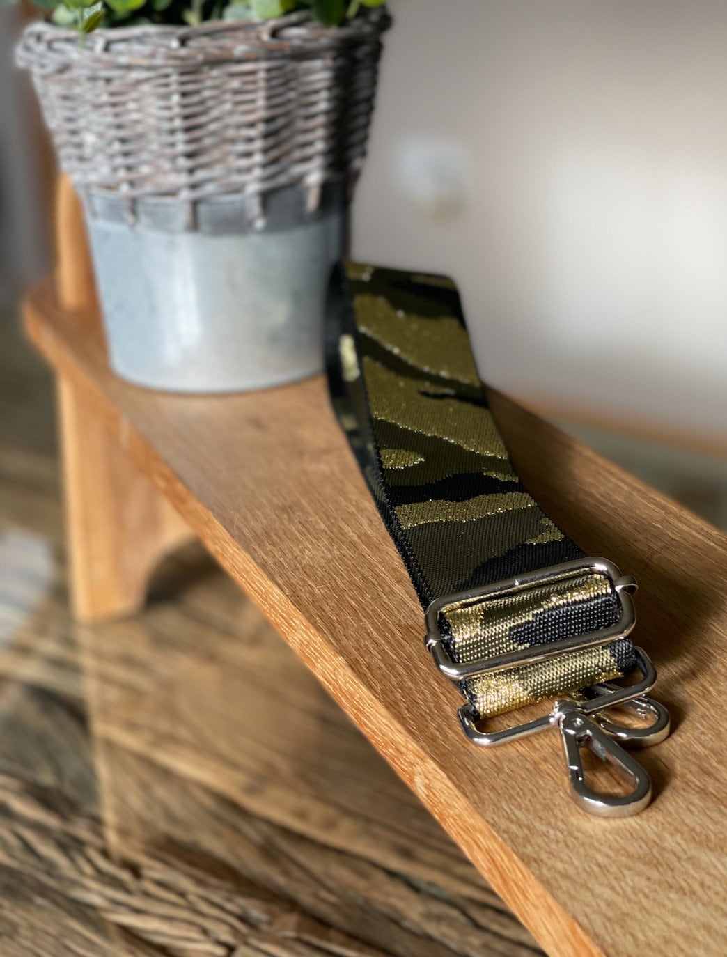 Khaki and Gold Camo Handbag Straps, Detachable Bag Strap, Crossbody Long Strap, Clip On Bag Strap