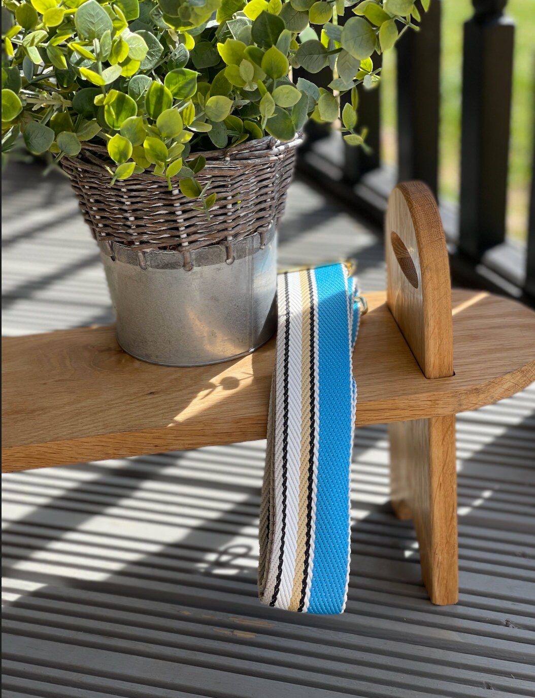Blue and White Stripe Handbag Straps, Detachable Bag Strap, Crossbody Long Strap, Clip On Bag Strap GOLD Hardware