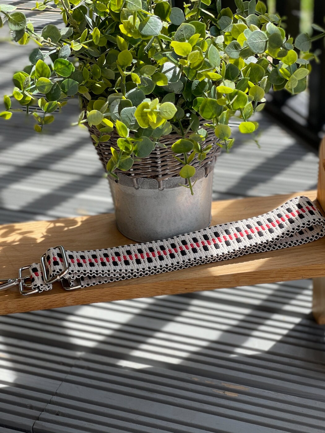 Black and Red Patterned Handbag Straps, Detachable Bag Strap, Crossbody Long Strap, Clip On Bag Strap