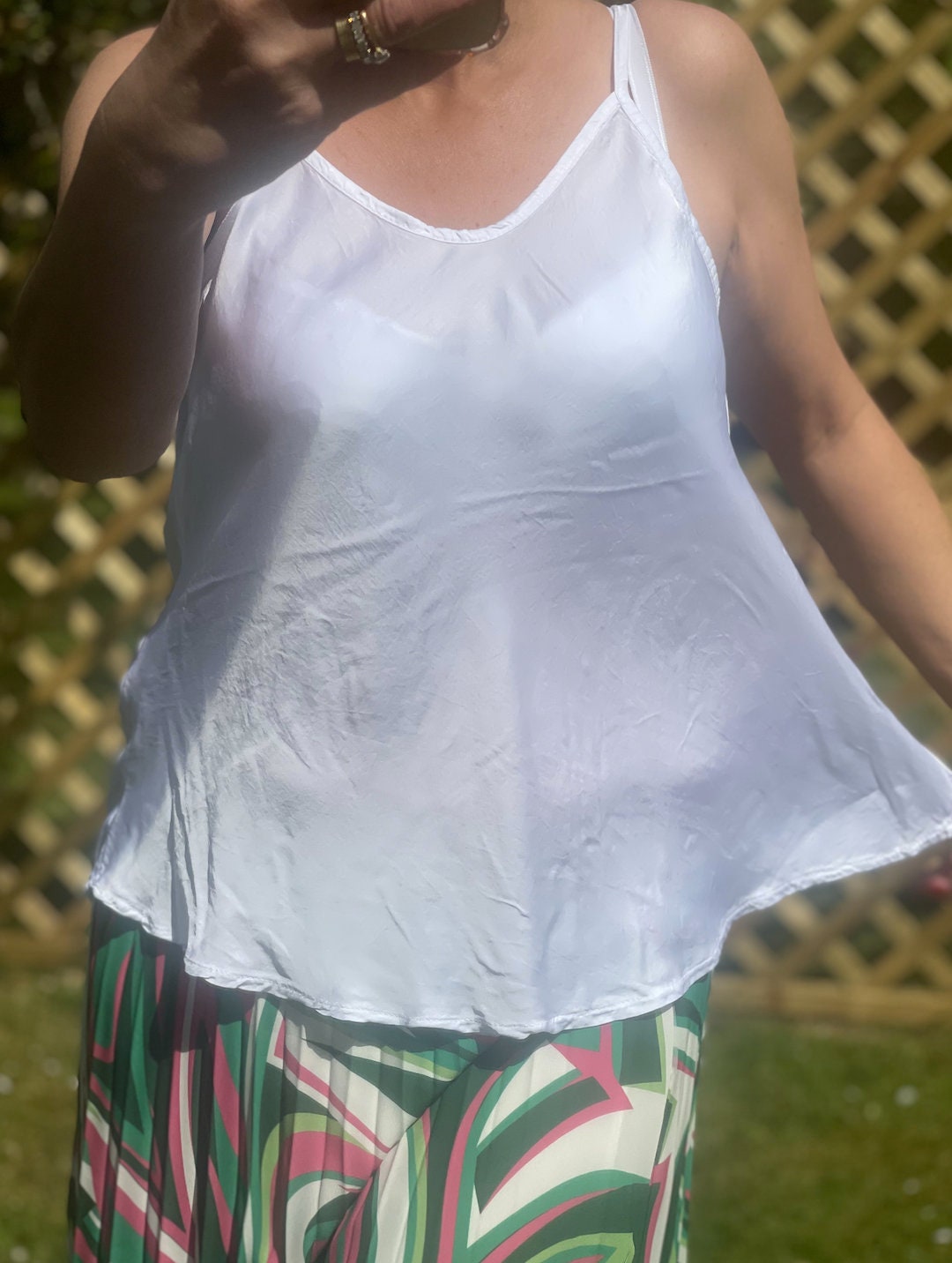 Made in Italy White Silk Affect Camisole