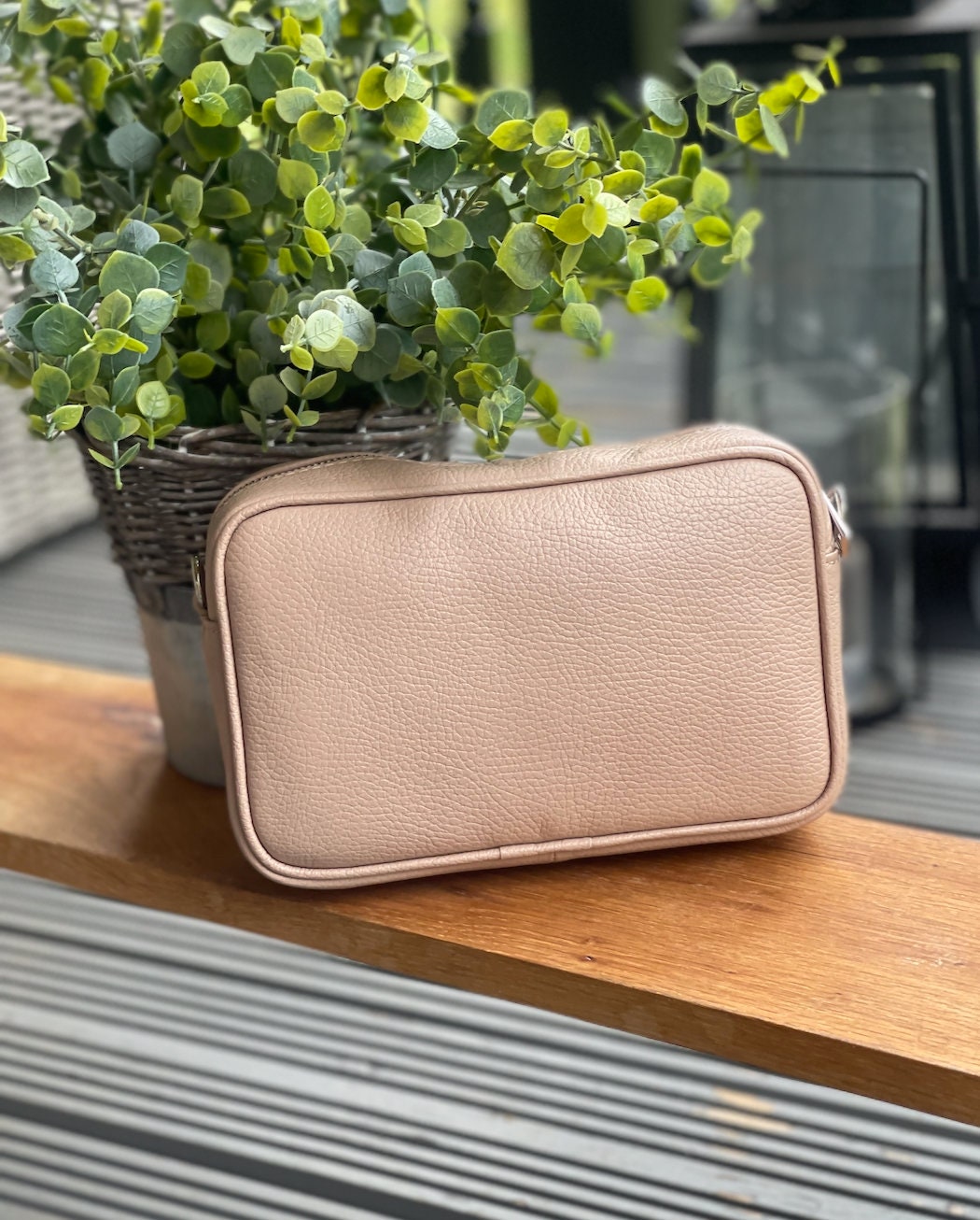 Made in Italy Dusky Pink Side Tassel Leather Camera Bag Crossbody Bag Handbag Crossbody Strap