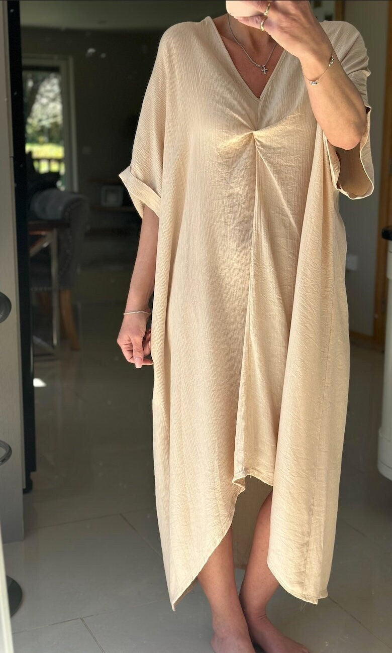 Made in Italy One Size Stone Front Knot Pullover Dress, Coverup