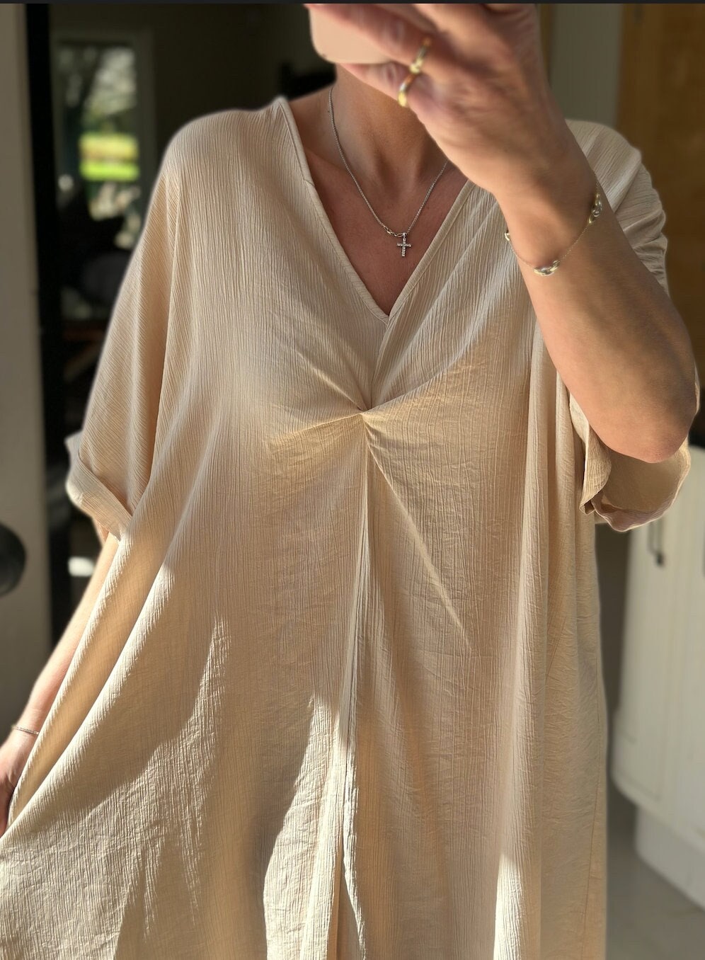 Made in Italy One Size Stone Front Knot Pullover Dress, Coverup