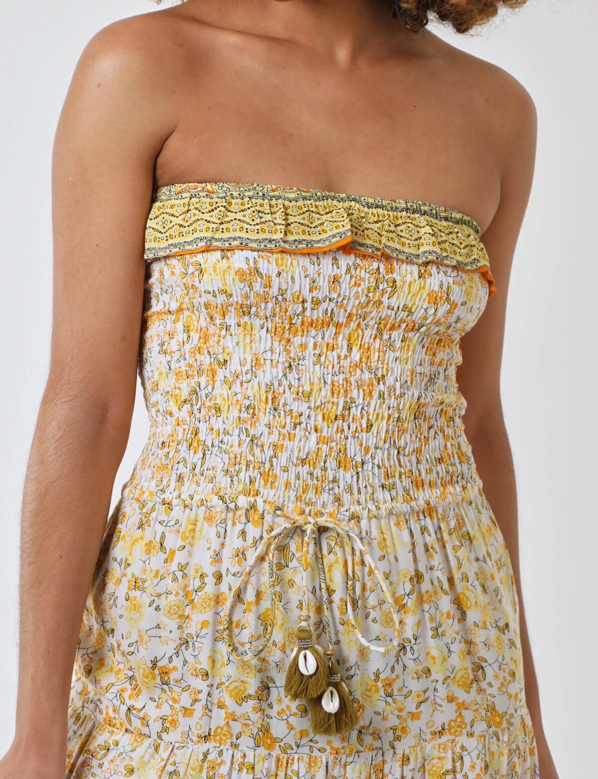 Made in Italy Bandeau Floral and Shell Maxi Dress Summer Dress