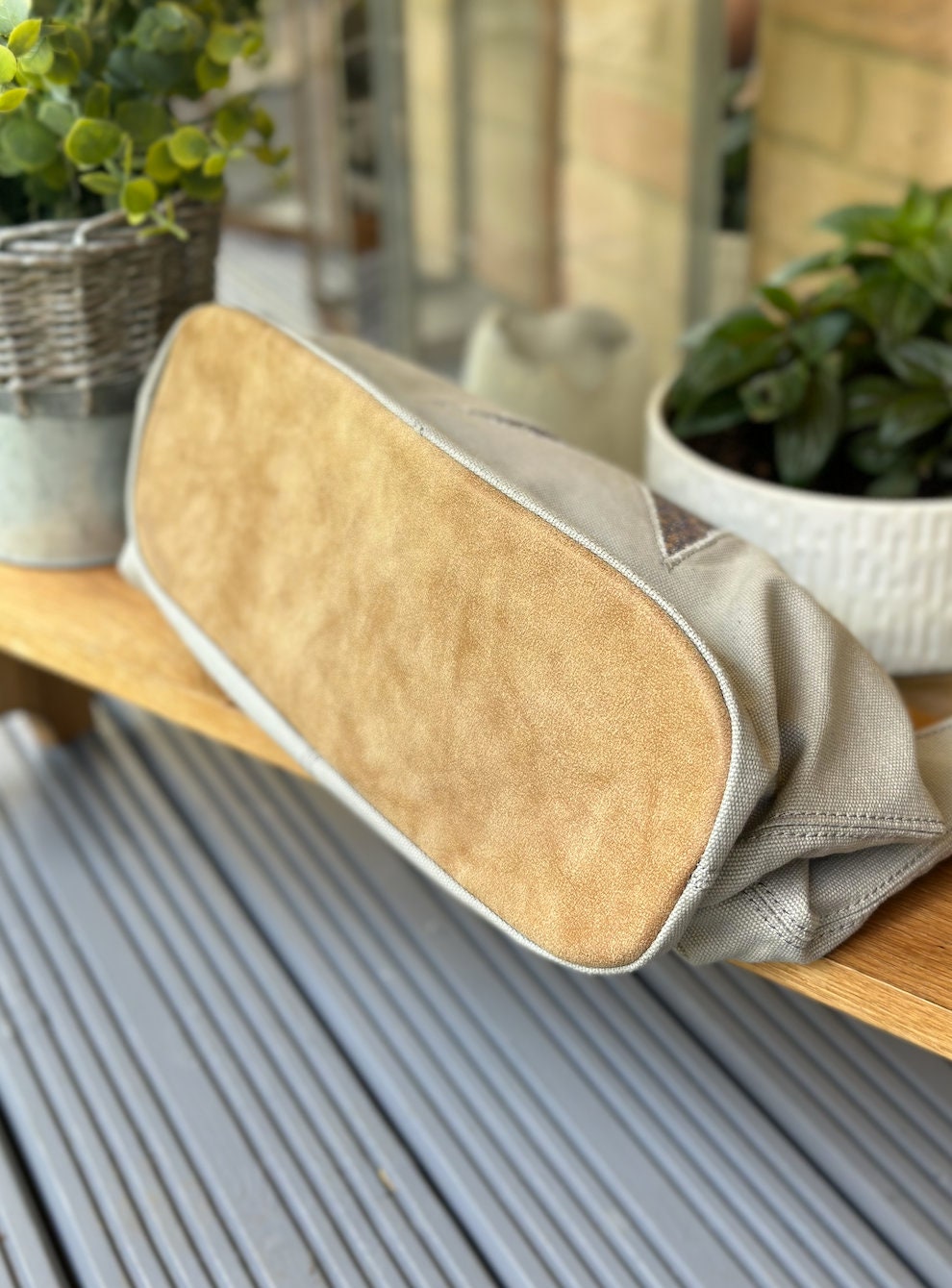 Pale Grey Sparkly Canvas Tote Bag, Shoulder Bag, Handbag, Shopping Bag