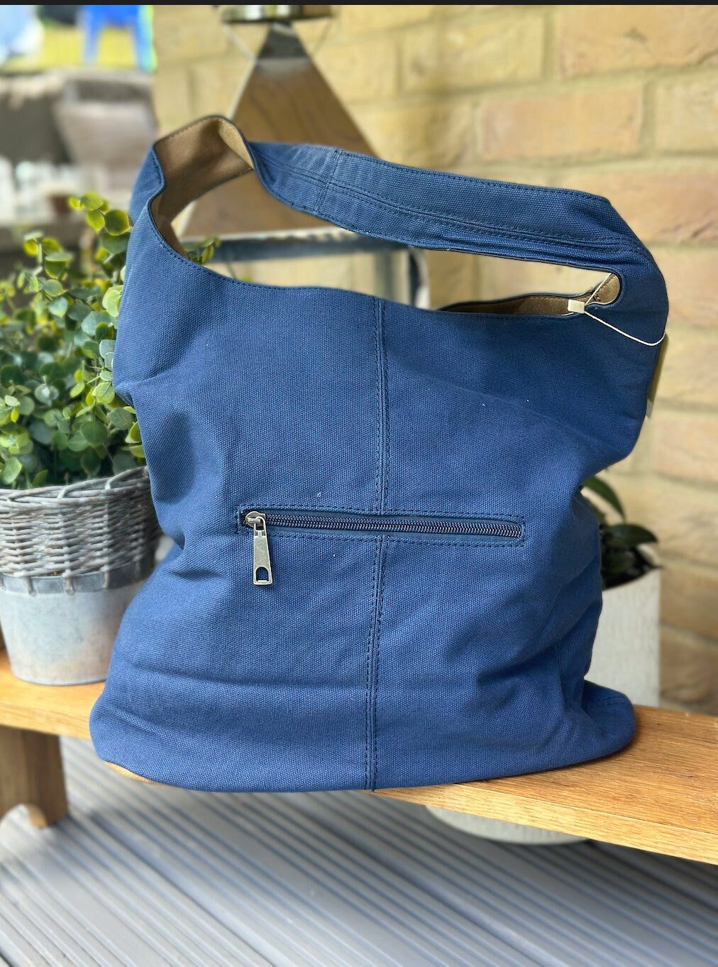 Navy Sparkly Canvas Tote Bag, Shoulder Bag, Handbag, Shopping Bag