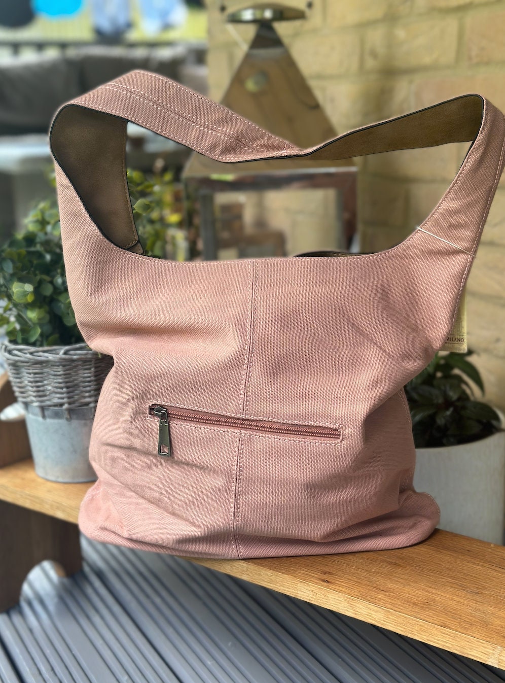 Nude Sparkly Canvas Tote Bag, Shoulder Bag, Handbag, Shopping Bag