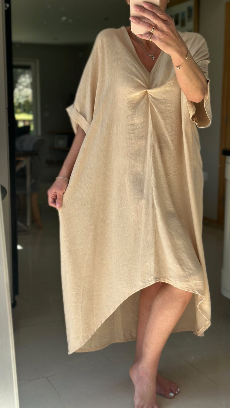 Made in Italy One Size Stone Front Knot Pullover Dress, Coverup