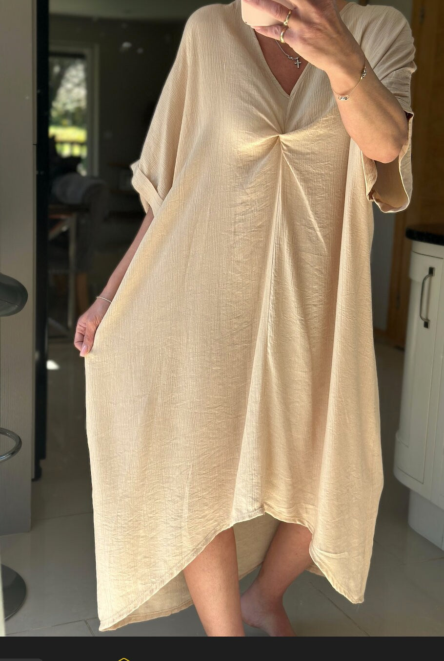 Made in Italy One Size Stone Front Knot Pullover Dress, Coverup