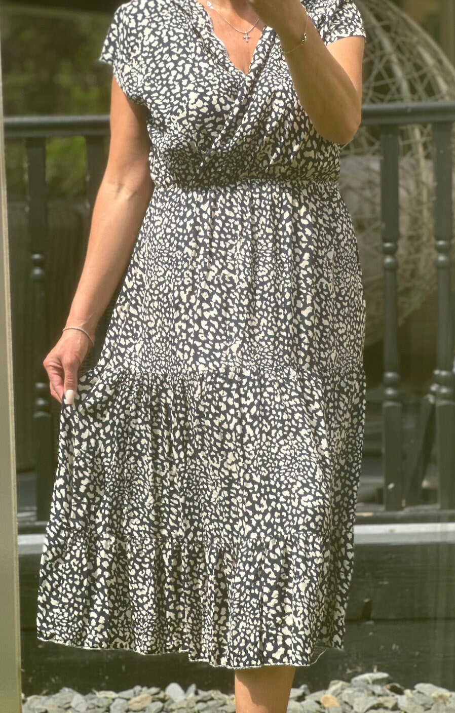 Made in Italy Navy and White Ditsy Dress,