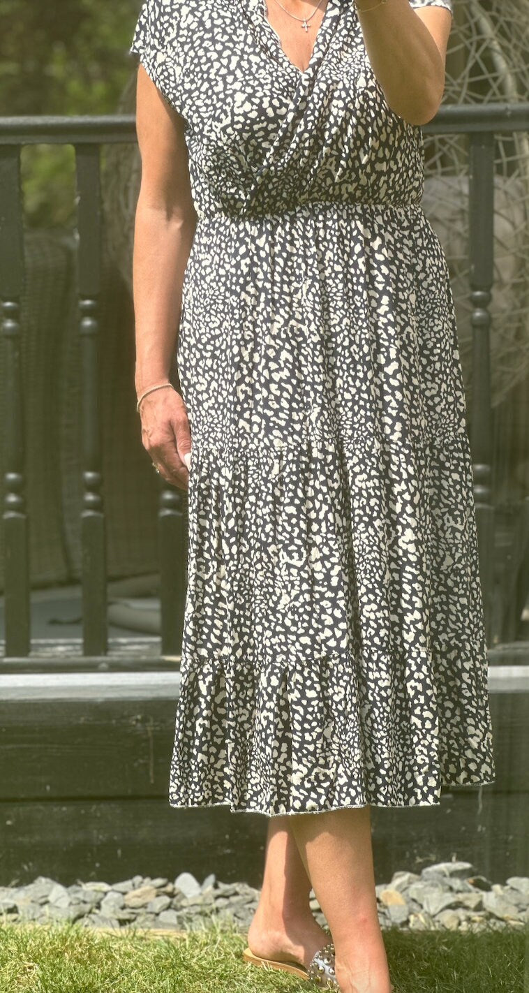 Made in Italy Navy and White Ditsy Dress,