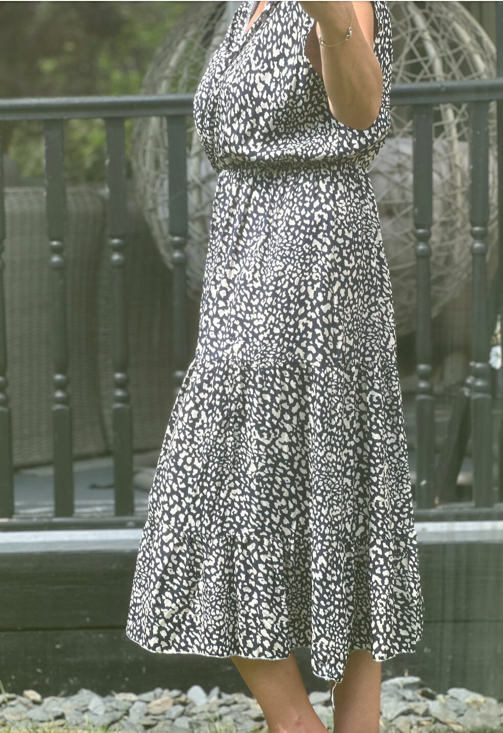 Made in Italy Navy and White Ditsy Dress,