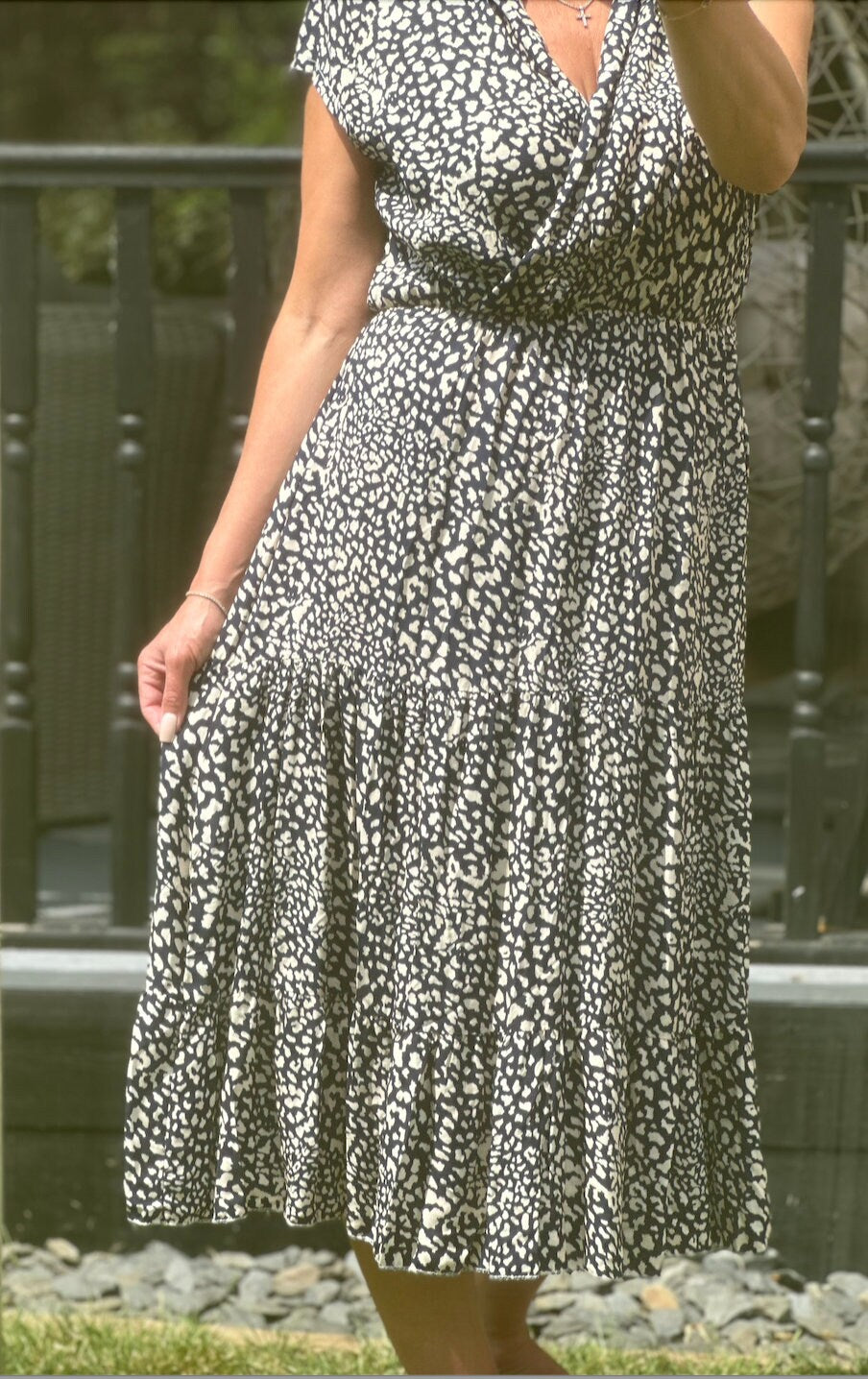 Made in Italy Navy and White Ditsy Dress,