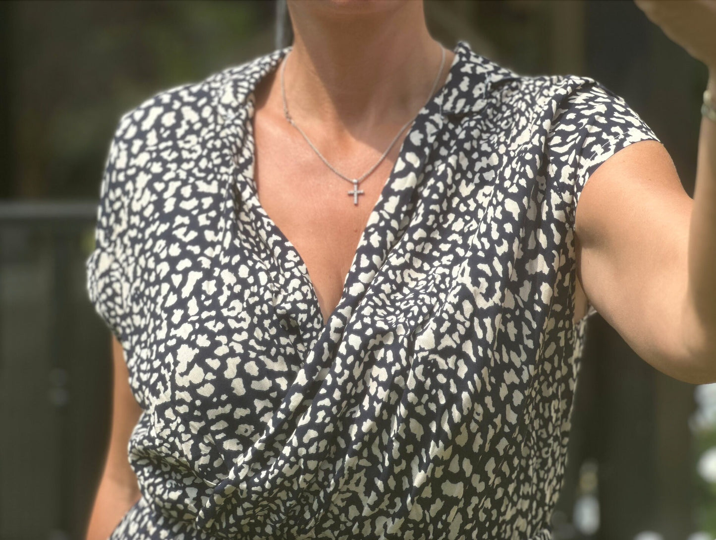 Made in Italy Navy and White Ditsy Dress,