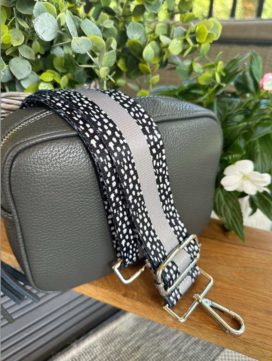 Made in Italy Dark Grey Side Tassel Leather Camera Bag Crossbody Bag Handbag Crossbody Strap