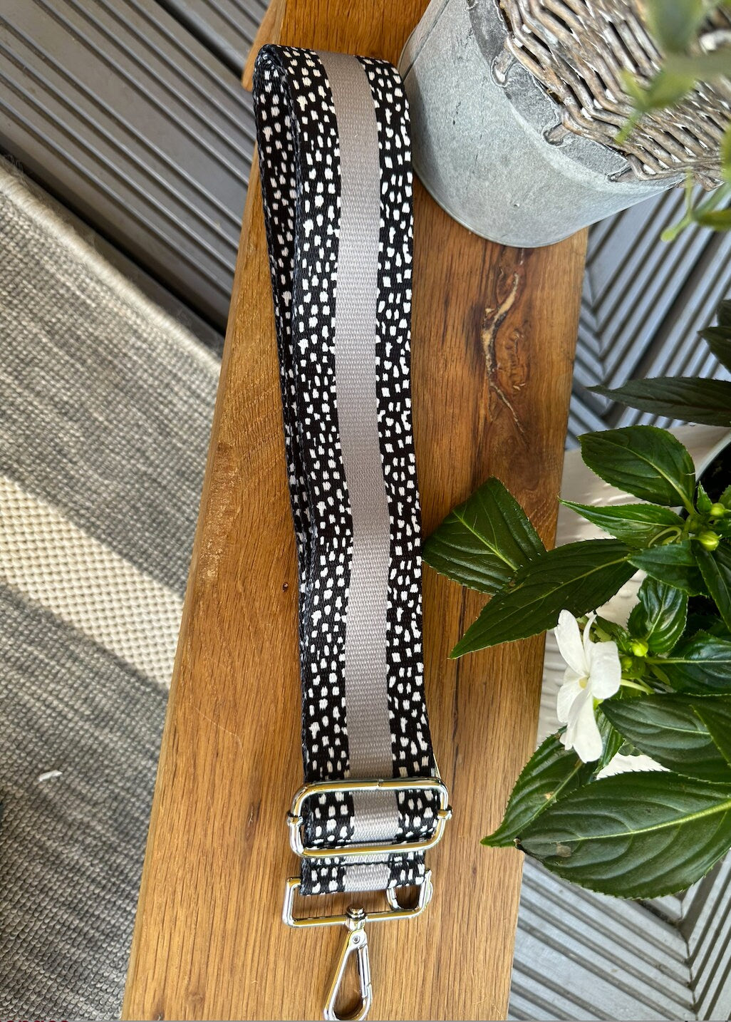 Grey, Black and White Polka Dot Handbag Strap Detachable Bag Strap Crossbody Long Strap Clip On Bag Strap