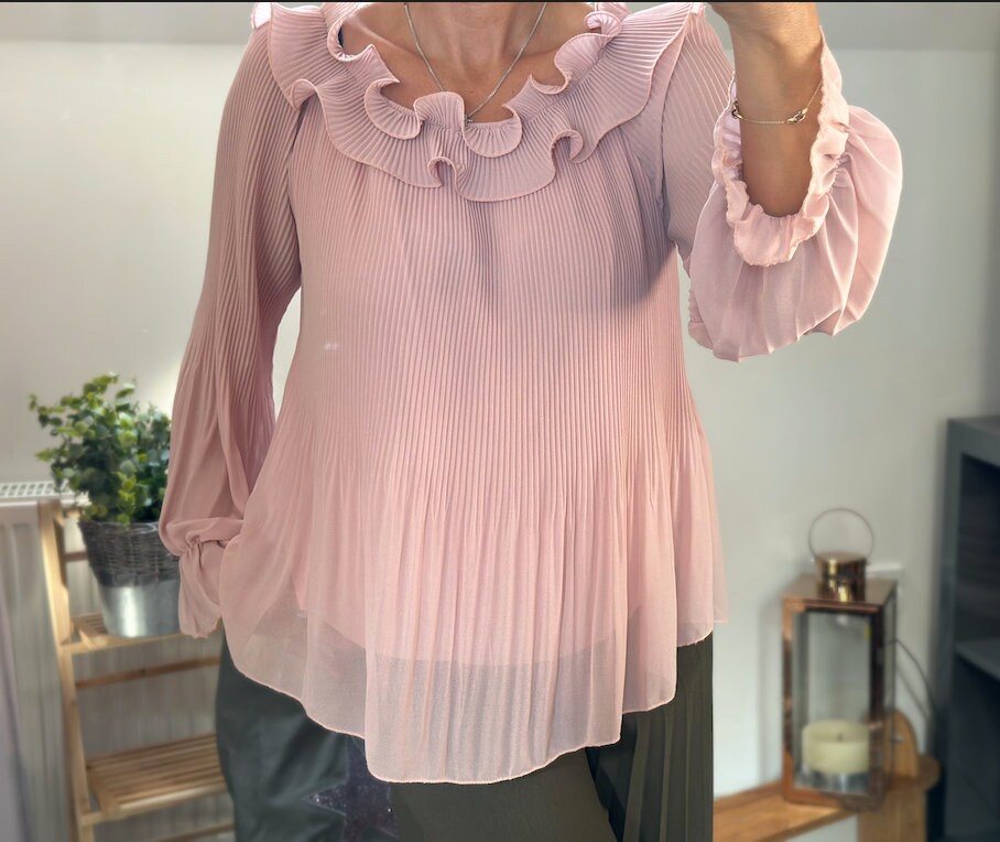 Made in Italy Dusky Pink Frill Blouse, Top, Shirt