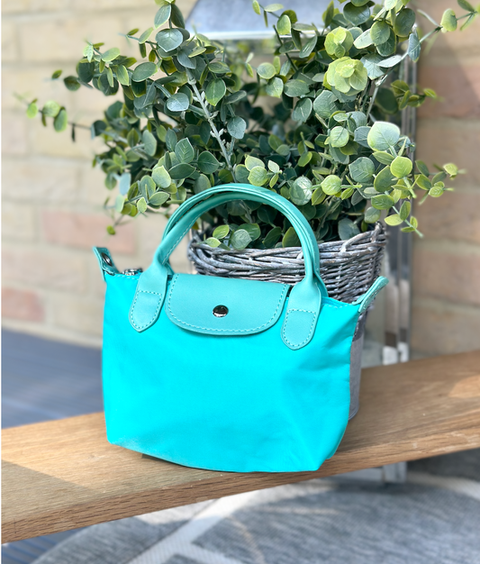 Nylon Teal Blue Mini Phone Crossbody