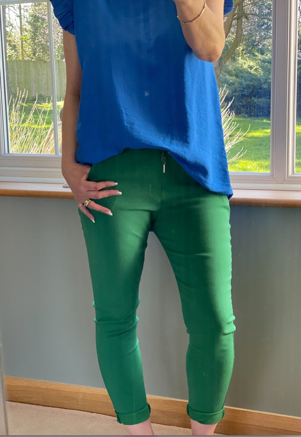 Made in Italy Green Magic Plain Smart Non-Crush Trouser
