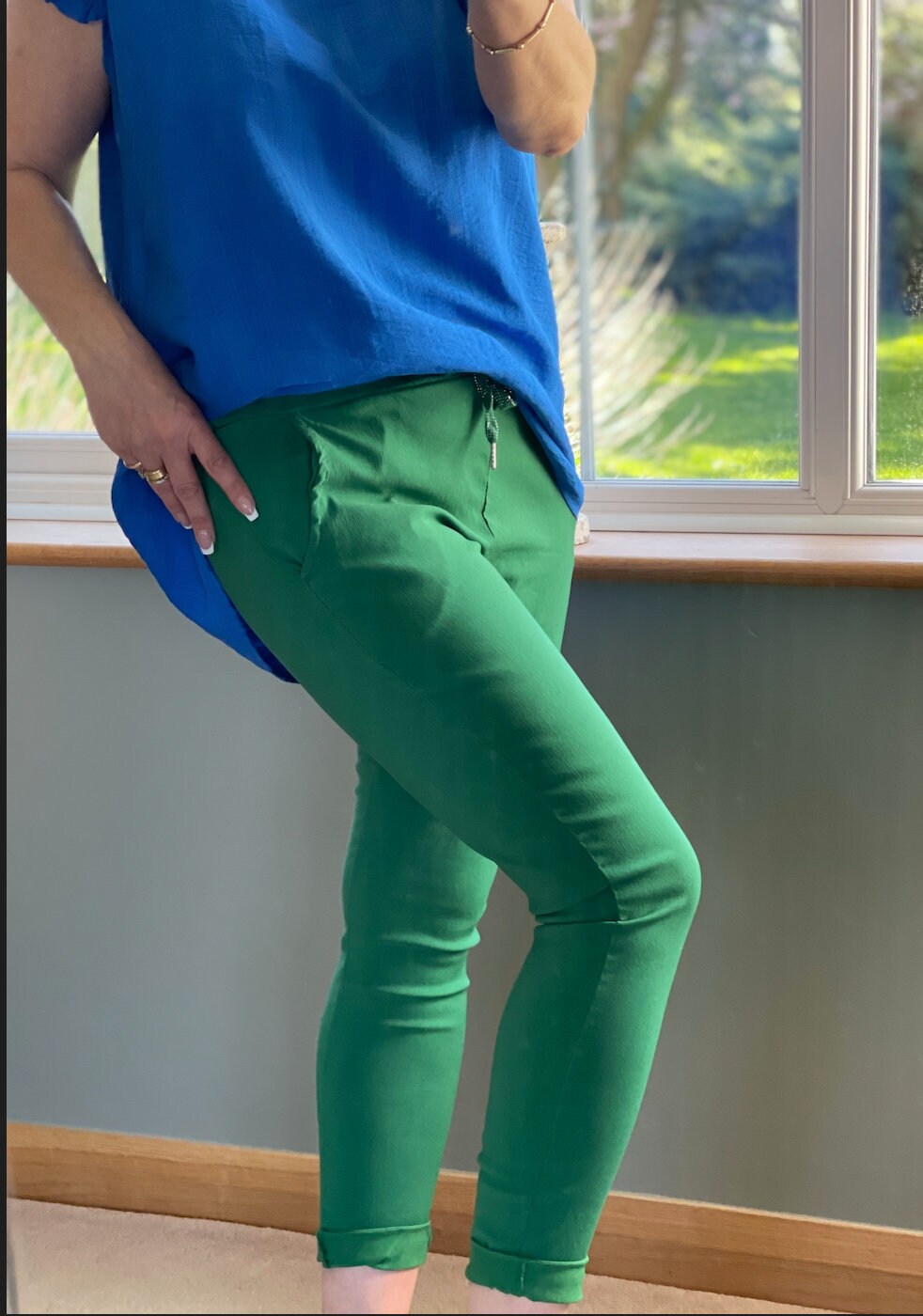 Made in Italy Green Magic Plain Smart Non-Crush Trouser