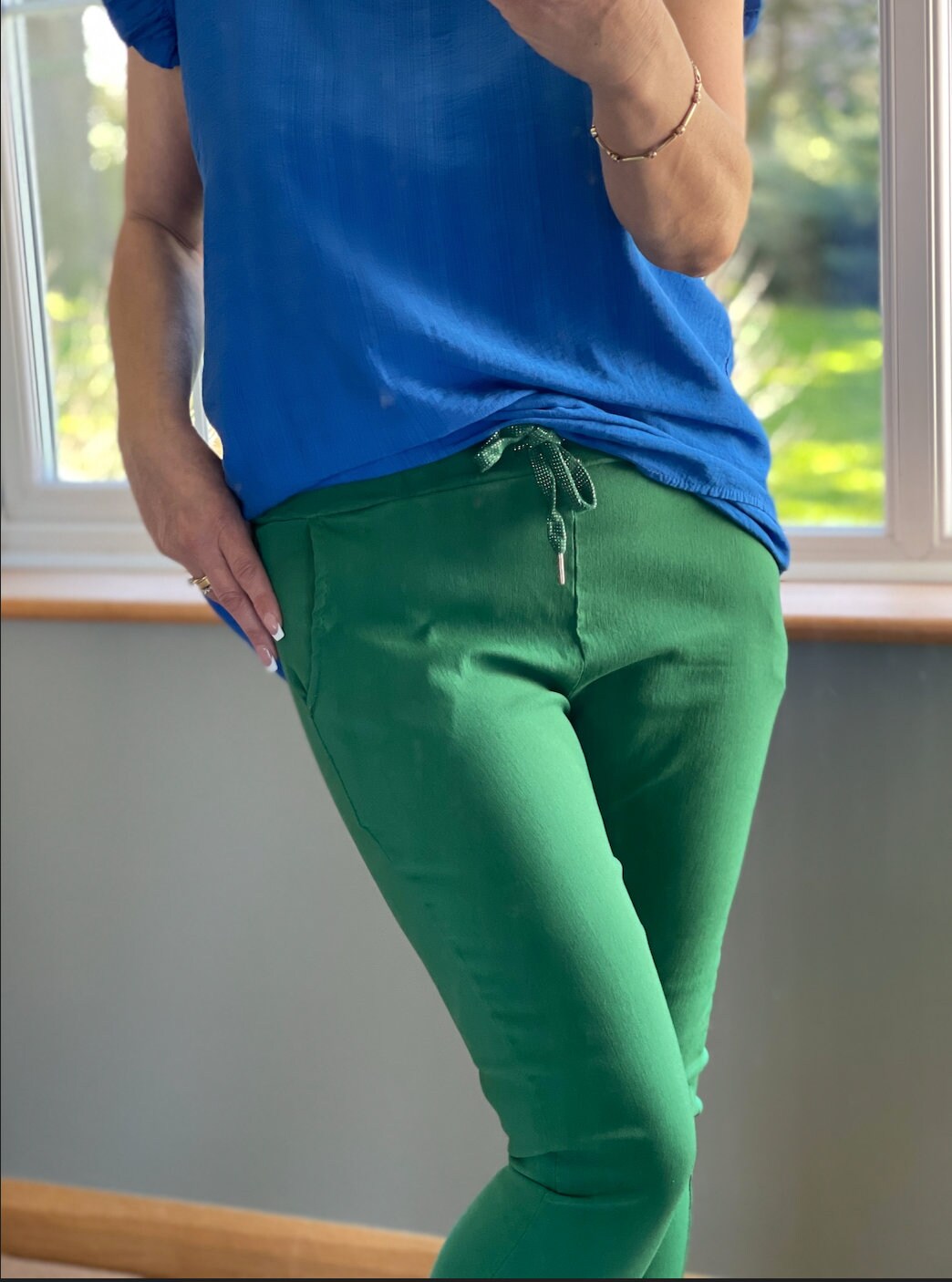 Made in Italy Green Magic Plain Smart Non-Crush Trouser