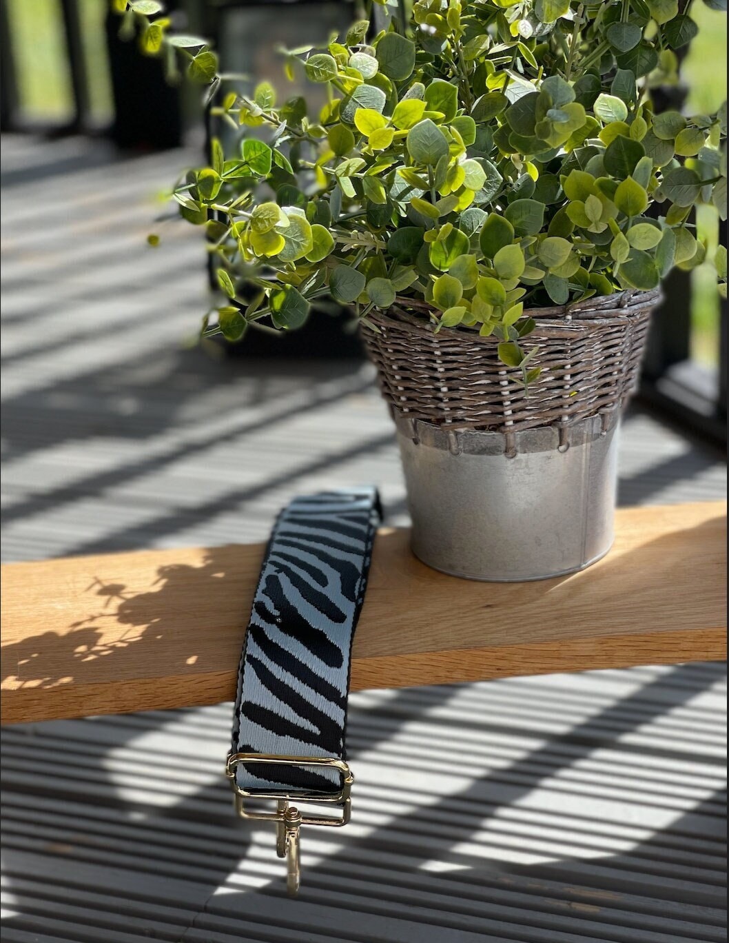 Dusky Blue Zebra Print Handbag Straps, Detachable Bag Strap, Crossbody Long Strap, Clip On Bag Strap GOLD Hardware