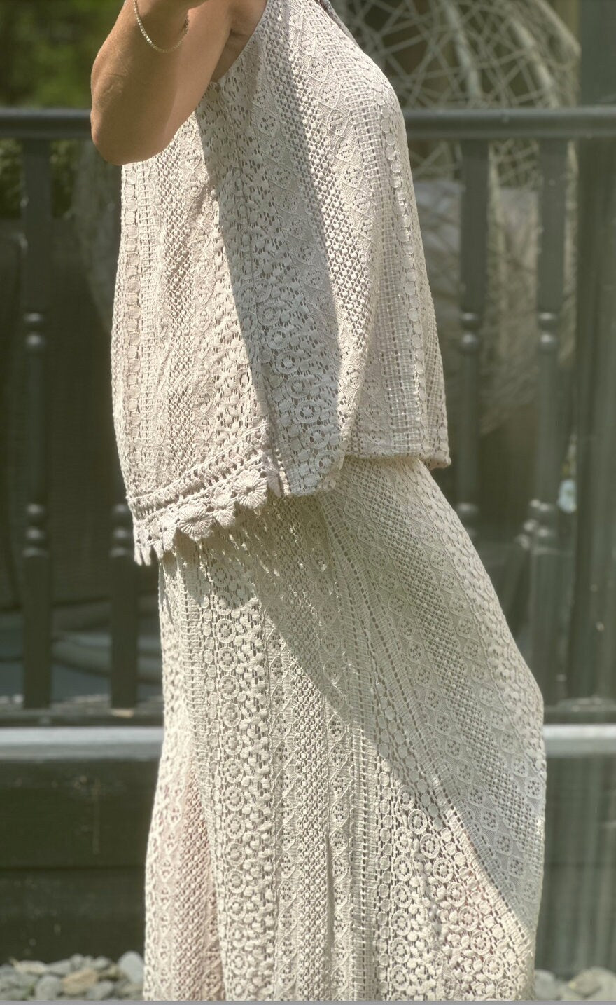 Made in Italy Stone Crochet Lined Vest, Blouse, Top